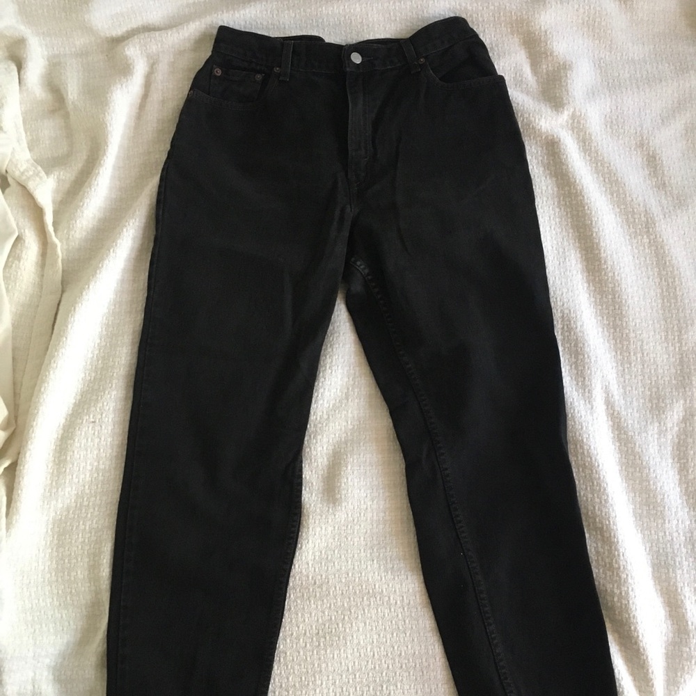 Black vintage high waist, taper leg jeans
